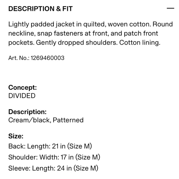 H&M Patterned Quilted Jacket - Picture 8 of 8